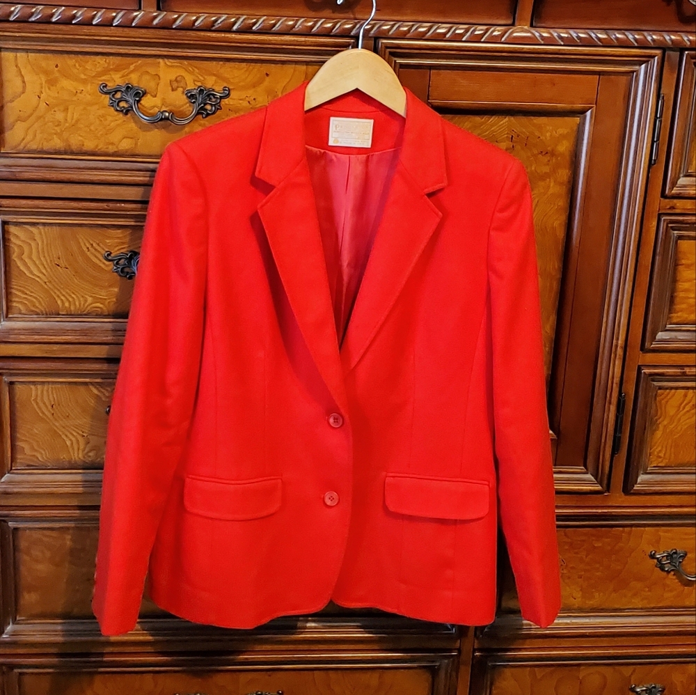 Pendleton Red Wool Blazer Jacket Size 14 - image 6
